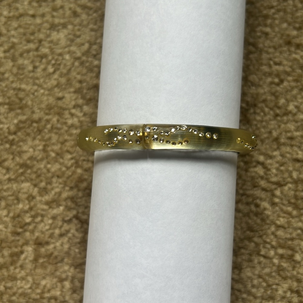 Alexis Bittar Yellow Lucite Crystal Dust Hinged Bracelet - Picture 4 of 8